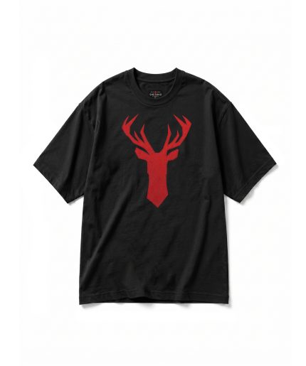Deer Head Fabric Appliqué T-Shirt
